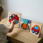 Puzzles en Bois à Encastrer, Lot de 6 - Vignette | Royaume Montessori - Jouets Educatifs Montessori