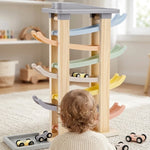 Rampe de Voitures en Bois, 7 Pistes et 8 Voitures - Vignette | Royaume Montessori - Jouets Educatifs Montessori