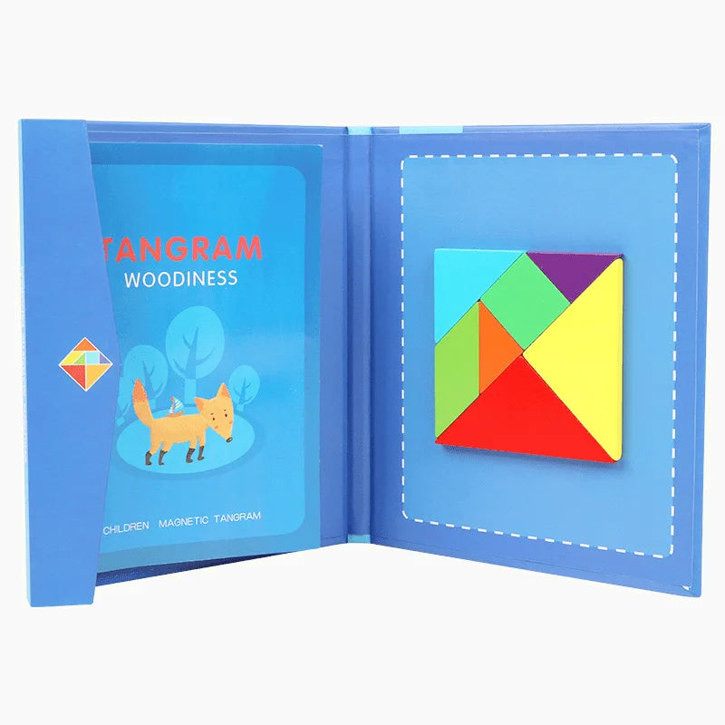 Tangram Magnétique Montessori En Bois Bleu