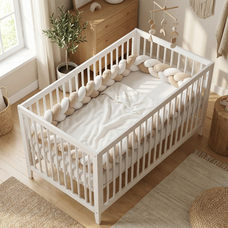 Tour de Lit Tresse Beige et Blanc