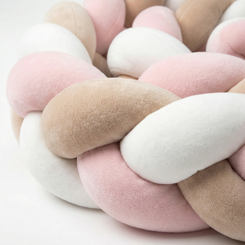 Tour de Lit Tresse Blanc, Marron et Rose