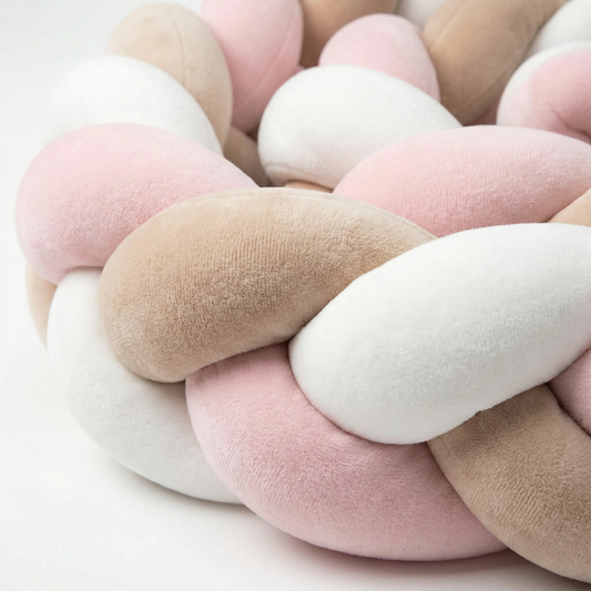 Tour de Lit Tresse Blanc, Marron et Rose