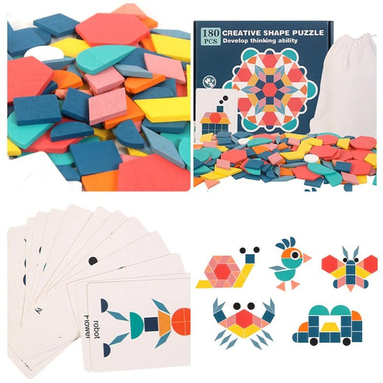 Puzzle Tangram Montessori En Forme Géométrique - Royaume Montessori - Jouets Educatifs Montessori